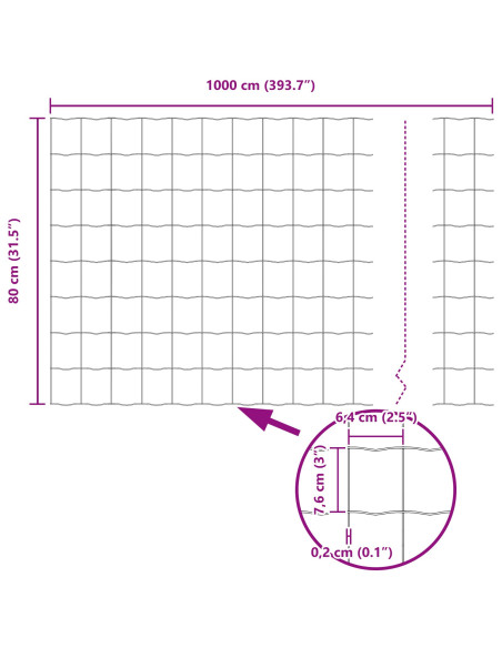 Recinzione Euro 0,8 x 10 m Ferro rivestito in PVC