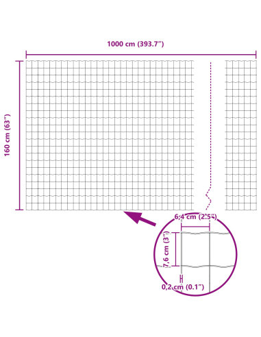 Recinzione Euro 1,6 x 10 m Ferro rivestito in PVC