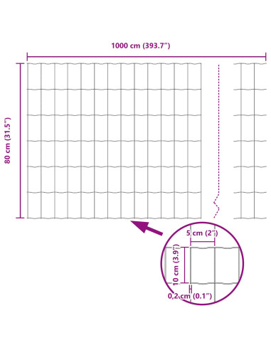 Recinzione Euro Grigio 0,8 x 10 m Ferro rivestito in PVC