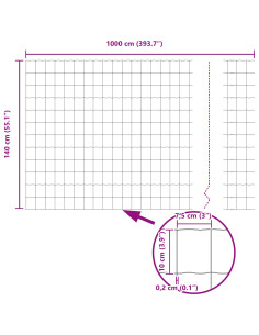 Recinzione Euro Grigio 1,4 x 10 m Ferro rivestito in PVC