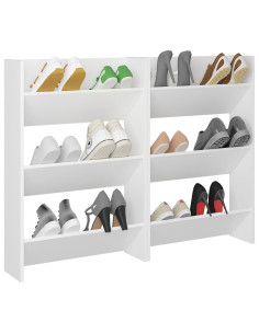 Scarpiere a Muro 2pz Bianche 60x18x90 cm in Legno Multistrato 2