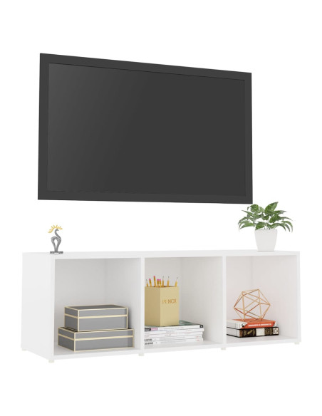 Mobile Porta TV Bianco 107x35x37 cm in Legno Multistrato