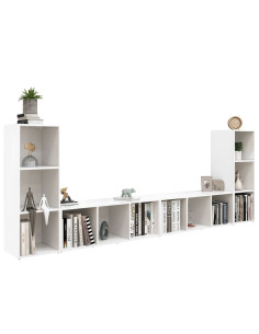 Mobili TV 4 pz Bianchi 107x35x37 cm in Legno Multistrato 2