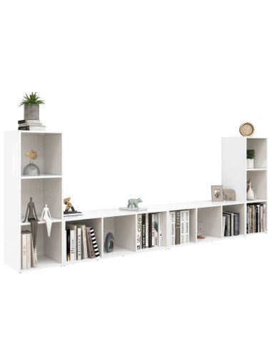 Mobili TV 4 pz Bianchi 107x35x37 cm in Legno Multistrato