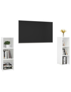 Mobili TV 2 pz Bianchi 107x35x37 cm in Legno Multistrato 2