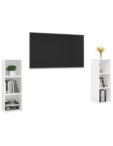 Mobili TV 2 pz Bianchi 107x35x37 cm in Legno Multistrato