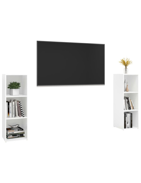 Mobili TV 2 pz Bianchi 107x35x37 cm in Legno Multistrato