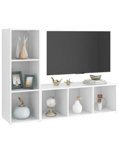 Mobili TV 2 pz Bianchi 107x35x37 cm in Legno Multistrato 2