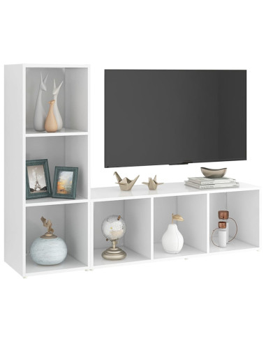 Mobili TV 2 pz Bianchi 107x35x37 cm in Legno Multistrato
