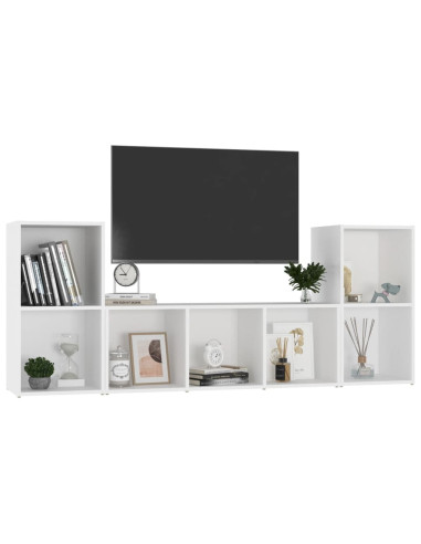 Set Mobili Porta TV 3 pz Bianco in Legno Multistrato