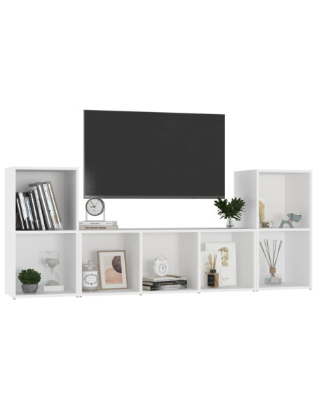 Set Mobili Porta TV 3 pz Bianco in Legno Multistrato