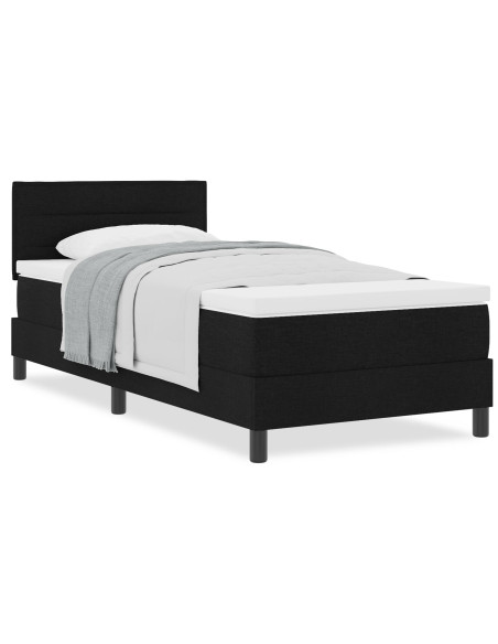 Letto Box Spring con Materasso Nero 90x200 cm Tessuto