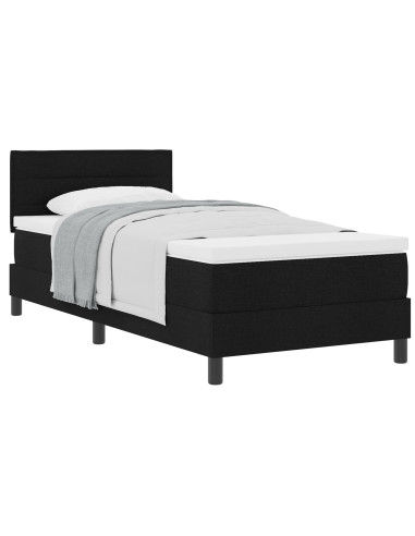 Letto a molle con materasso Nero 90 x 200 cm Tessuto