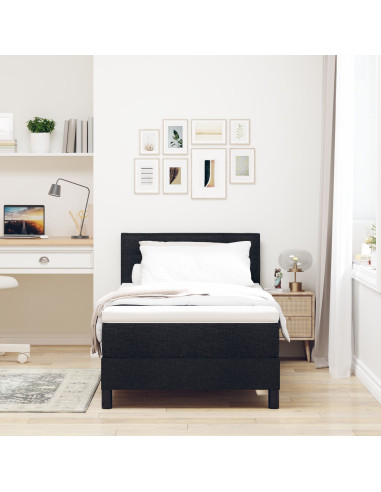 Letto a molle con materasso Nero 90 x 200 cm Tessuto