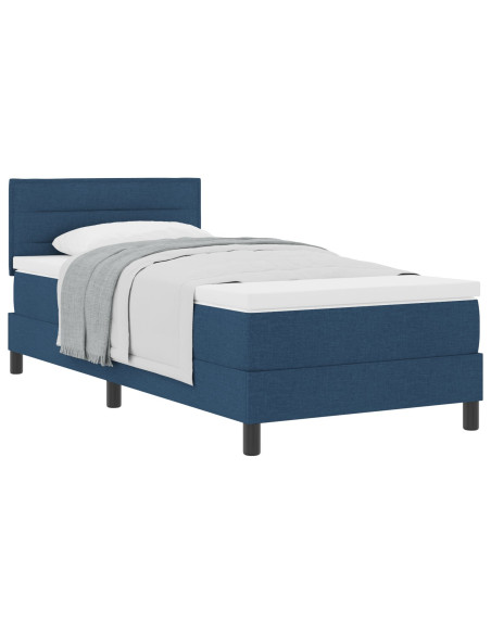 Letto con rete a doghe e materasso blu 90x200 cm in tessuto.