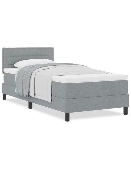 Box Spring Bed con Materasso Grigio Chiaro 100x200 cm Tessuto