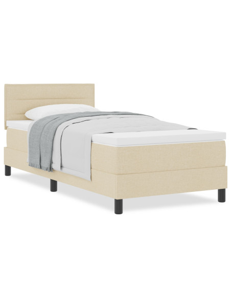 Letto a molle con materasso crema 100x200 cm in tessuto