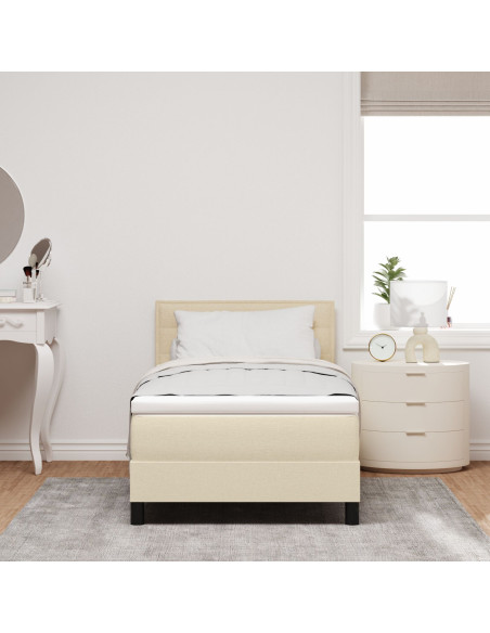 Letto a molle con materasso crema 100x200 cm in tessuto