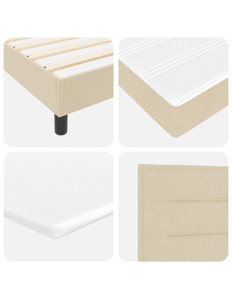 Letto a molle con materasso Crema 120 x 190 cm Tessuto