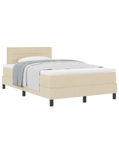 Letto a molle con materasso Crema 120 x 200 cm Tessuto 2