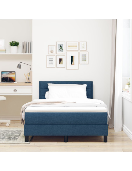 Letto Box Spring con Materasso Blu 120x200 cm Tessuto