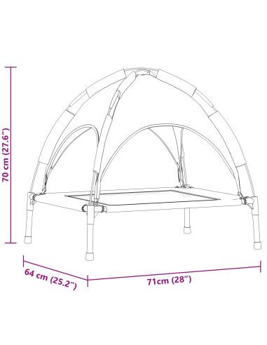 Letto per Cani Grigio Argento 71 x 64 x 71 cm Acciaio