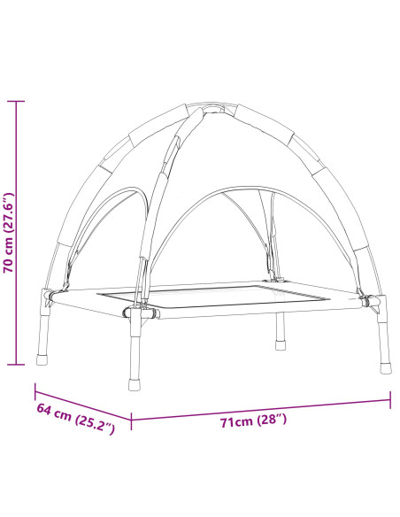 Letto per Cani Grigio Argento 71 x 64 x 71 cm Acciaio