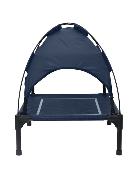 Letto rialzato per cani con tetto removibile blu navy in acciaio