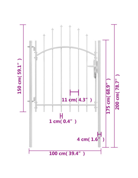 Cancello da Giardino in Acciaio 1x2 m Bianco