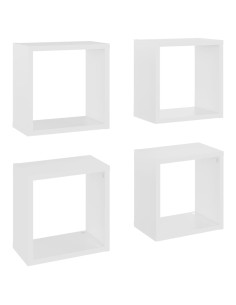 Mensole Parete a Cubo 4 pz Bianche 26x15x26 cm 2