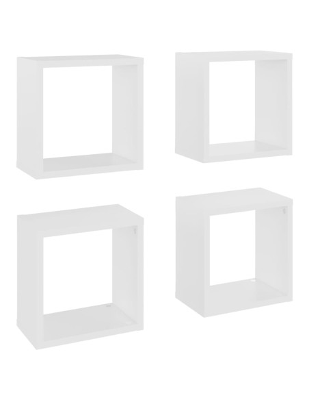 Mensole Parete a Cubo 4 pz Bianche 26x15x26 cm