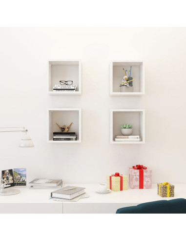 Mensole Parete a Cubo 4 pz Bianche 26x15x26 cm