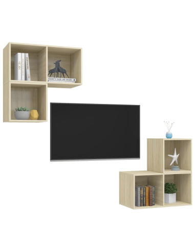 Set Porta TV 4 pz Rovere Sonoma in Truciolato