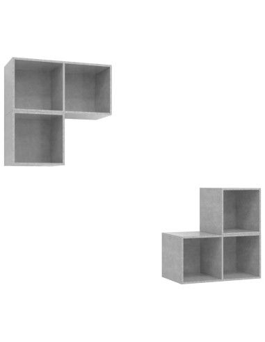 Set Porta TV 4 pz Grigio Cemento in Truciolato