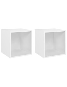 Mobili Porta TV 2 pz Bianco 37x35x37 cm in Legno Multistrato 2