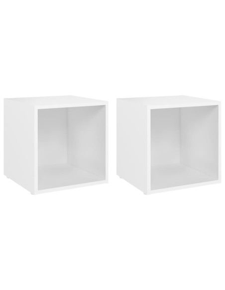 Mobili Porta TV 2 pz Bianco 37x35x37 cm in Legno Multistrato