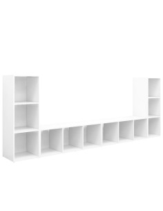 Mobili TV 4 pz Bianchi 107x35x37 cm in Legno Multistrato