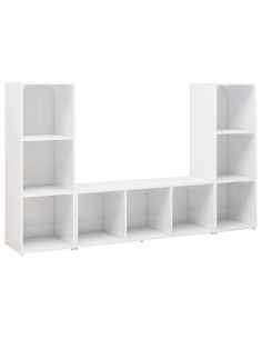 Mobili TV 3 pz Bianchi 107x35x37 cm in Legno Multistrato