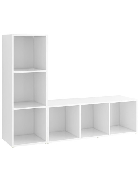 Mobili TV 2 pz Bianchi 107x35x37 cm in Legno Multistrato