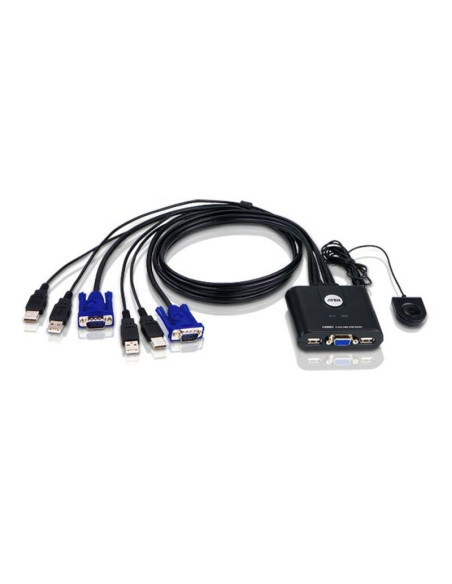 ATEN Switch KVM USB VGA cablato 2-porte con selettore porta remota