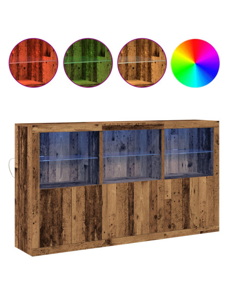 Credenza con Luci LED Legno Vissuto 181.5x37x100 cm Legno Tecnico