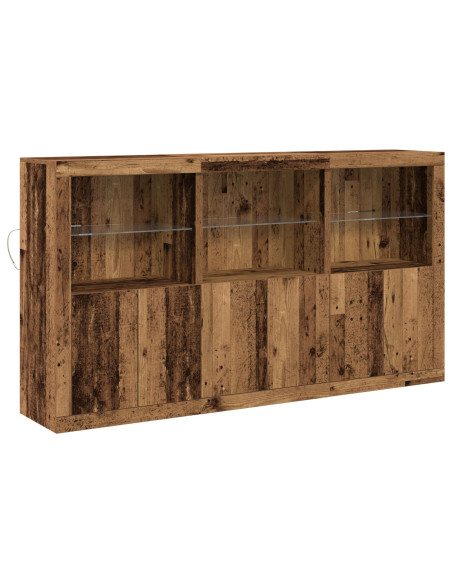 Credenza con Luci LED Legno Vissuto 181.5x37x100 cm Legno Tecnico