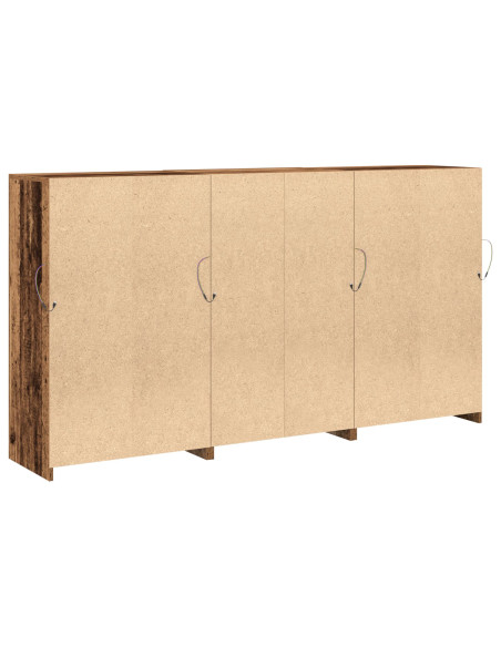 Credenza con Luci LED Legno Vissuto 181.5x37x100 cm Legno Tecnico