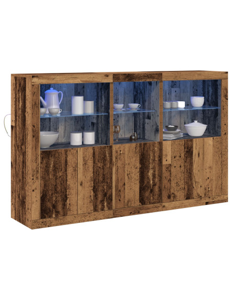 Sideboard con luci LED Legno Vecchio 162x37x100 cm Legno ingegnerizzato
