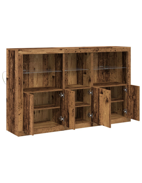 Sideboard con luci LED Legno Vecchio 162x37x100 cm Legno ingegnerizzato
