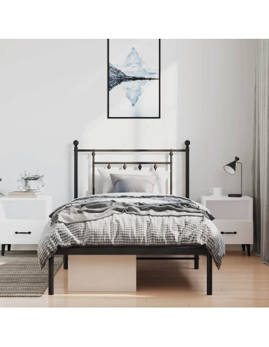 Giroletto con Testiera Metallo Nero 100x200 cm