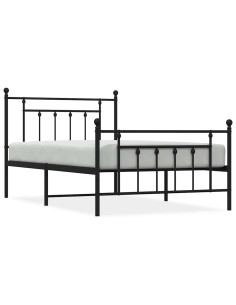 Giroletto con Testiera e Pediera Metallo Nero 100x200 cm