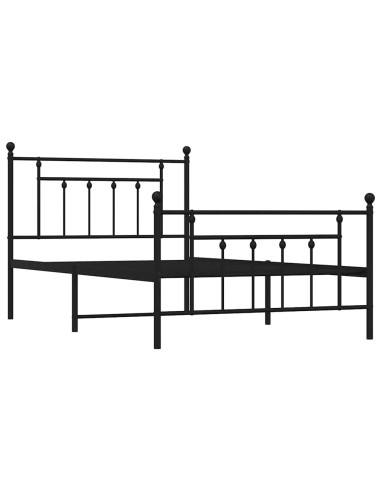 Giroletto con Testiera e Pediera Metallo Nero 100x200 cm