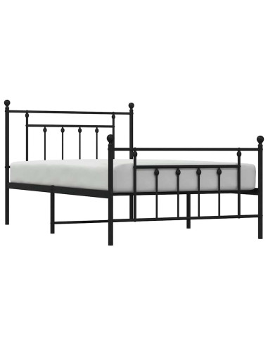 Giroletto con Testiera e Pediera Metallo Nero 100x200 cm