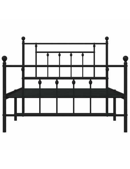 Giroletto con Testiera e Pediera Metallo Nero 100x200 cm